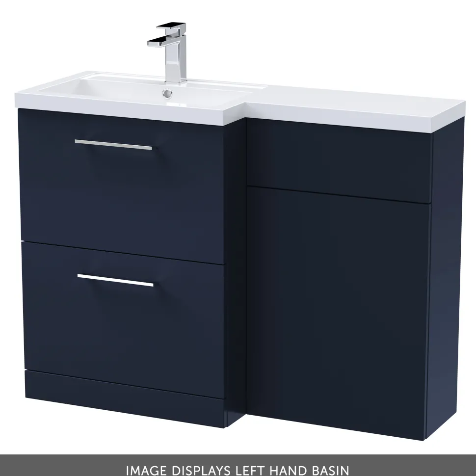 Erin 1100mm Matt Blue Combination Bathroom 2 Drawer Sink & Toilet Unit