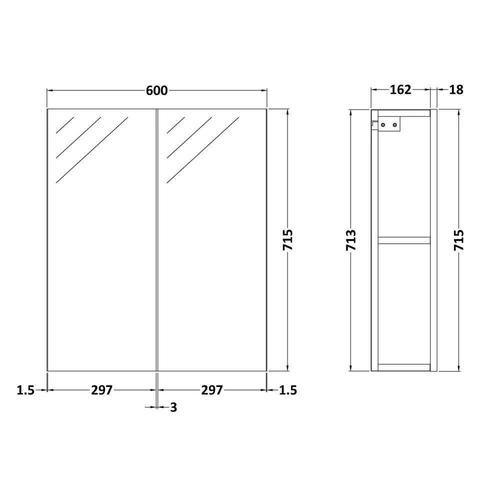 Erin 600mm Mirror Cabinet