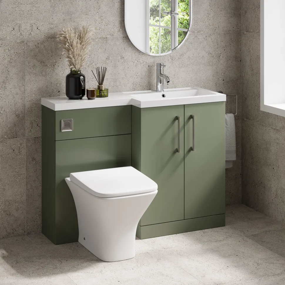 Erin 1100mm Satin Green Combination Bathroom 2 Door Sink & Toilet Unit