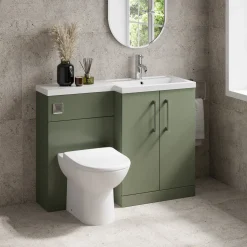 Erin 1100mm Satin Green Combination Bathroom 2 Door Sink & Toilet Unit