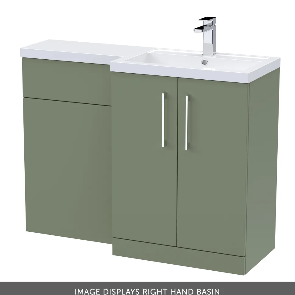 Erin 1100mm Satin Green Combination Bathroom 2 Door Sink & Toilet Unit