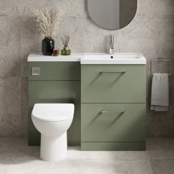 Erin 1100mm Satin Green Combination Bathroom 2 Drawer Sink & Toilet Unit