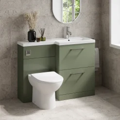 Erin 1100mm Satin Green Combination Bathroom 2 Drawer Sink & Toilet Unit