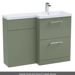 Erin 1100mm Satin Green Combination Bathroom 2 Drawer Sink & Toilet Unit