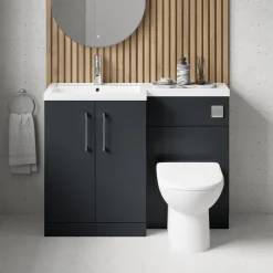 Erin 1100mm Soft Black Combination Bathroom 2 Door Sink & Toilet Unit