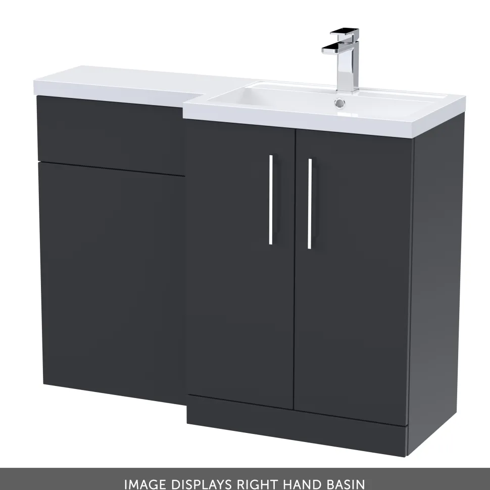 Erin 1100mm Soft Black Combination Bathroom 2 Door Sink & Toilet Unit