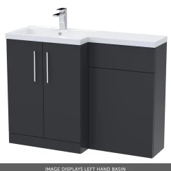 Erin 1100mm Soft Black Combination Bathroom 2 Door Sink & Toilet Unit