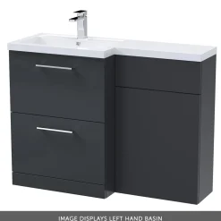Erin 1100mm Soft Black Combination Bathroom 2 Drawer Sink & Toilet Unit