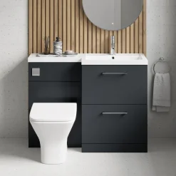 Erin 1100mm Soft Black Combination Bathroom 2 Drawer Sink & Toilet Unit