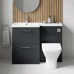 Erin 1100mm Soft Black Combination Bathroom 2 Drawer Sink & Toilet Unit