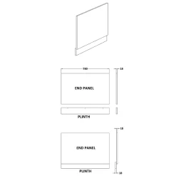 Erin 800mm Straight End Bath Panel