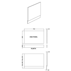 Erin 800mm Straight End Bath Panel