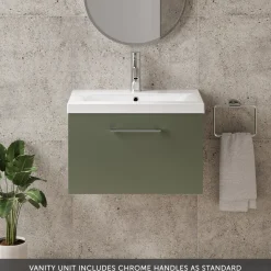Erin 600mm Wall Mounted 1 Drawer Vanity Unit & Basin