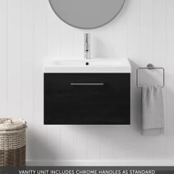 Erin 600mm Wall Mounted 1 Drawer Vanity Unit & Basin