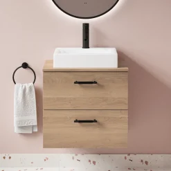 Erin 600mm Wall Mounted 2 Drawer Vanity Unit & Countertop