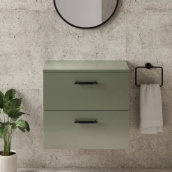 Erin 600mm Wall Mounted 2 Drawer Vanity Unit & Countertop