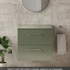 Erin 600mm Wall Mounted 2 Drawer Vanity Unit & Countertop