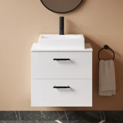Erin 600mm Wall Mounted 2 Drawer Vanity Unit & Countertop
