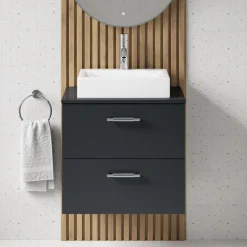 Erin 600mm Wall Mounted 2 Drawer Vanity Unit & Countertop