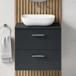 Erin 600mm Wall Mounted 2 Drawer Vanity Unit & Countertop