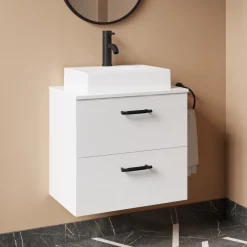 Erin 600mm Wall Mounted 2 Drawer Vanity Unit & Countertop