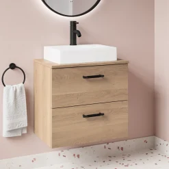 Erin 600mm Wall Mounted 2 Drawer Vanity Unit & Countertop