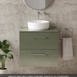 Erin 600mm Wall Mounted 2 Drawer Vanity Unit & Countertop