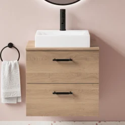 Erin 600mm Wall Mounted 2 Drawer Vanity Unit & Countertop
