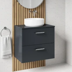 Erin 600mm Wall Mounted 2 Drawer Vanity Unit & Countertop