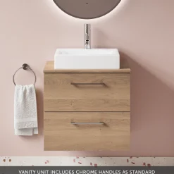 Erin 600mm Wall Mounted 2 Drawer Vanity Unit & Countertop