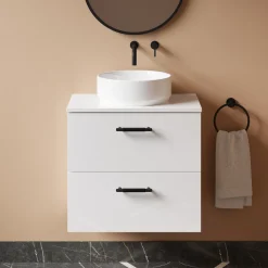 Erin 600mm Wall Mounted 2 Drawer Vanity Unit & Countertop
