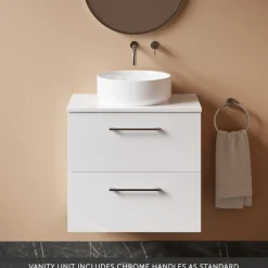 Erin 600mm Wall Mounted 2 Drawer Vanity Unit & Countertop