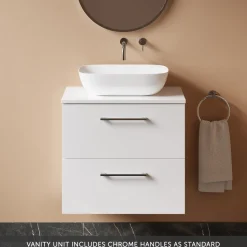Erin 600mm Wall Mounted 2 Drawer Vanity Unit & Countertop