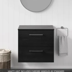 Erin 600mm Wall Mounted 2 Drawer Vanity Unit & Countertop