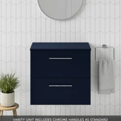 Erin 600mm Wall Mounted 2 Drawer Vanity Unit & Countertop