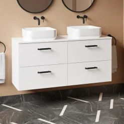 Erin 1200mm Wall Mounted 4 Drawer Vanity Unit & Double Countertop