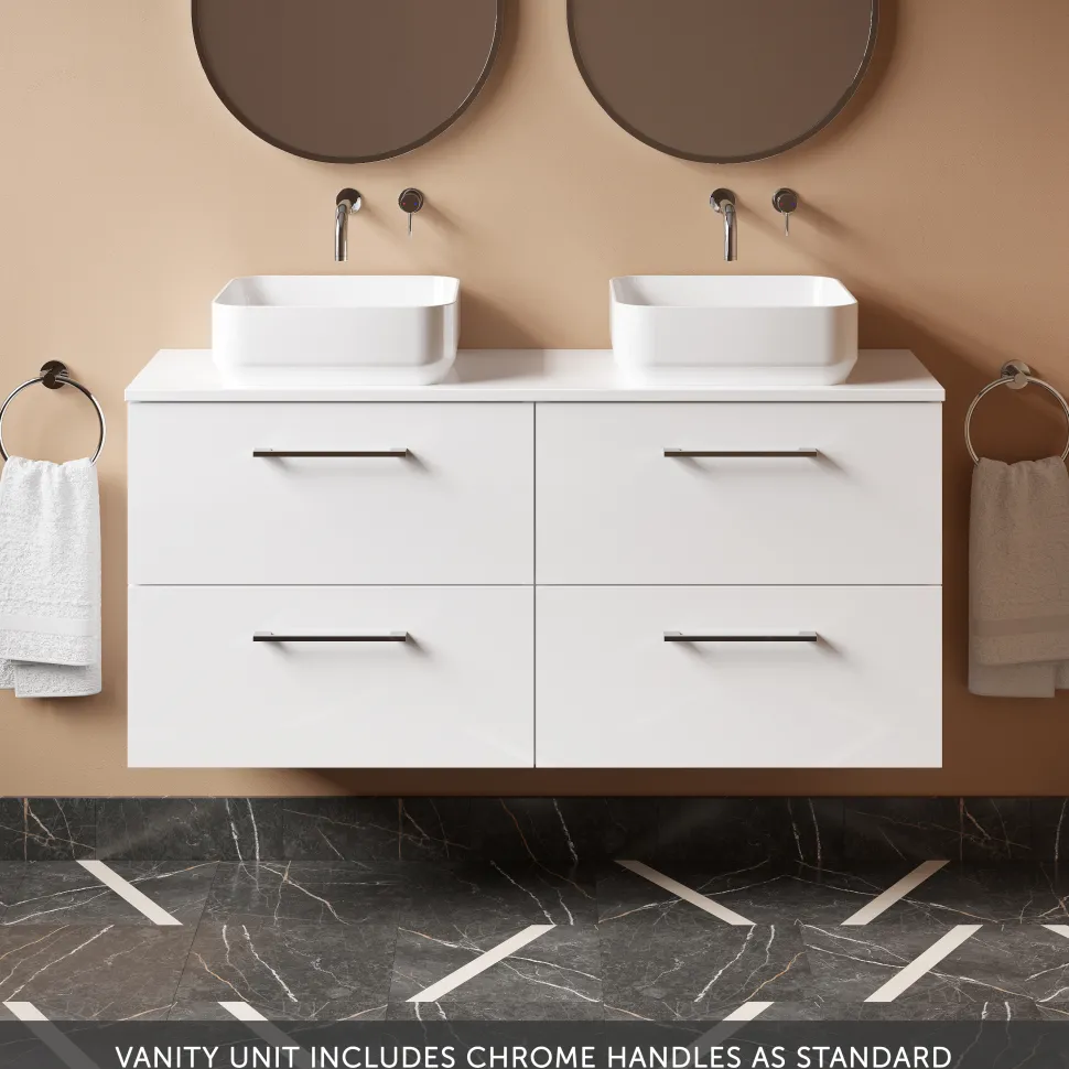 Erin 1200mm Wall Mounted 4 Drawer Vanity Unit & Double Countertop