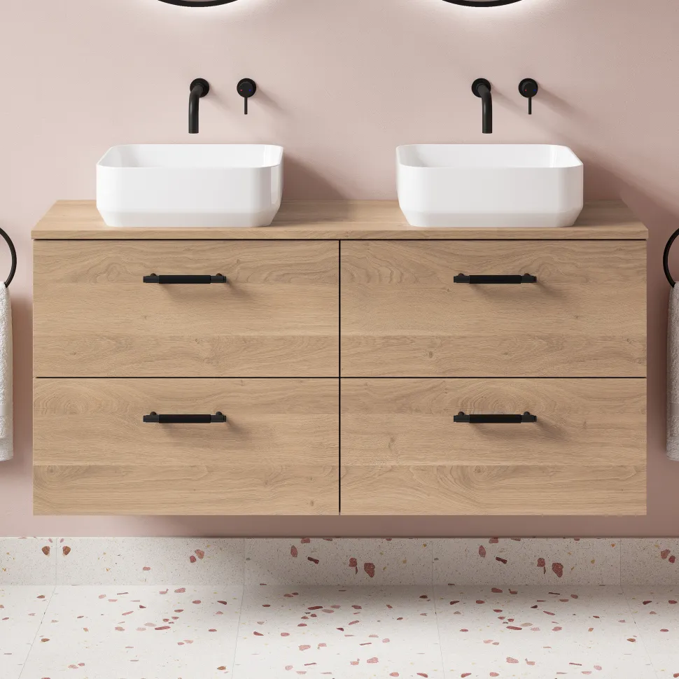 Erin 1200mm Wall Mounted 4 Drawer Vanity Unit & Double Countertop