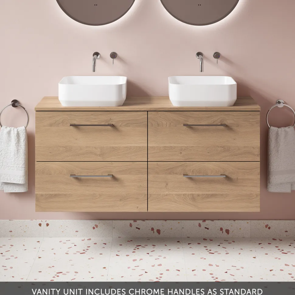 Erin 1200mm Wall Mounted 4 Drawer Vanity Unit & Double Countertop