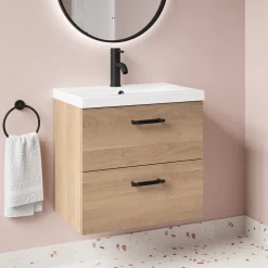 Erin 600mm Wall Mounted 2 Drawer Vanity Unit & Basin
