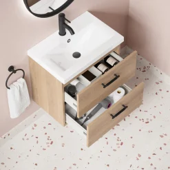 Erin 600mm Wall Mounted 2 Drawer Vanity Unit & Basin