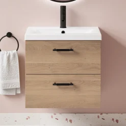 Erin 600mm Wall Mounted 2 Drawer Vanity Unit & Basin