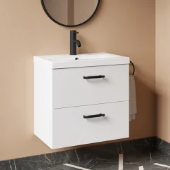 Erin 600mm Wall Mounted 2 Drawer Vanity Unit & Basin