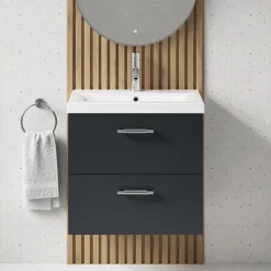 Erin 600mm Wall Mounted 2 Drawer Vanity Unit & Basin