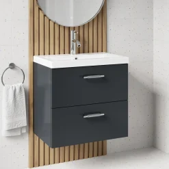 Erin 600mm Wall Mounted 2 Drawer Vanity Unit & Basin