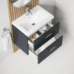 Erin 600mm Wall Mounted 2 Drawer Vanity Unit & Basin