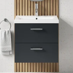 Erin 600mm Wall Mounted 2 Drawer Vanity Unit & Basin