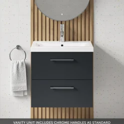 Erin 600mm Wall Mounted 2 Drawer Vanity Unit & Basin