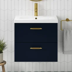 Erin 600mm Wall Mounted 2 Drawer Vanity Unit & Basin