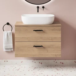 Erin 800mm Wall Mounted 2 Drawer Vanity Unit & Countertop